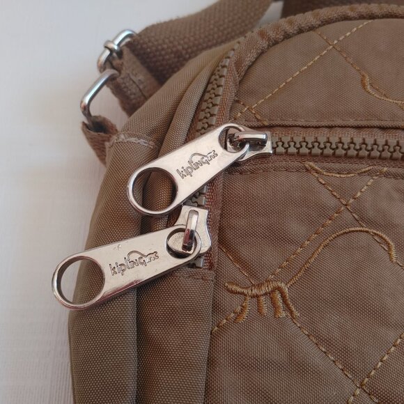 Classic Kipling Monkey Bag Medium Size Cross Body Bag Beige Repaired Zipper - Picture 9 of 10